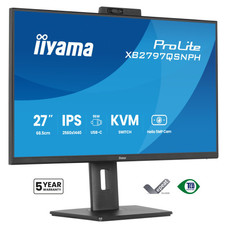 MONITOR IIYAMA 27" CON CAMARA INTEGRADA DE 5 MP COMPATIBLE CON WINDOWS HELLO, MICROFONO, DOCK USB-C, LAN, CONMUTADOR KVM Y SOPORTE AJUSTABLE EN ALTURA DE 15 CM