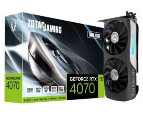 VGA ZOTAC RTX 4070 TWIN EDGE OC,NV,RTX4070,GDDR6,12GB,192BIT,HDMI+3DP,2 VENTILADORES (ZT-D40740H-10M)